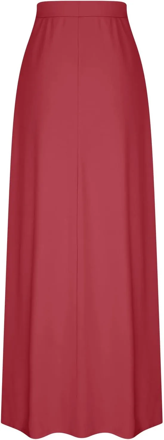 Women's Casual Maxi Skirts A Line Summer Skirts Drawstring Waist Boho Beach Skirt Boho Flowy Long Skirts Resort Wear