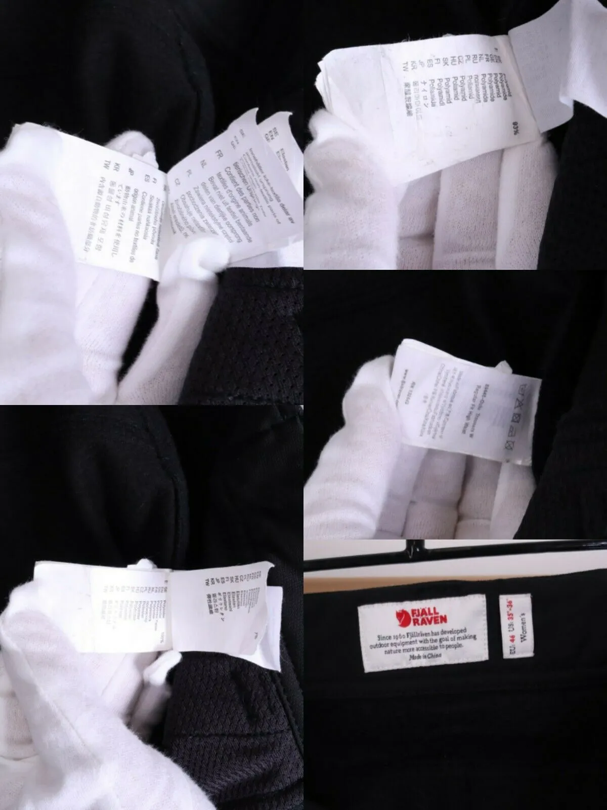Women's FJALLRAVEN Black Nylon Fleece Hiking Outdoor Oulu Trousers Size uk 46