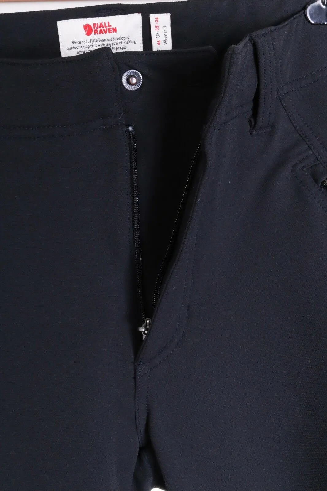 Women's FJALLRAVEN Black Nylon Fleece Hiking Outdoor Oulu Trousers Size uk 46