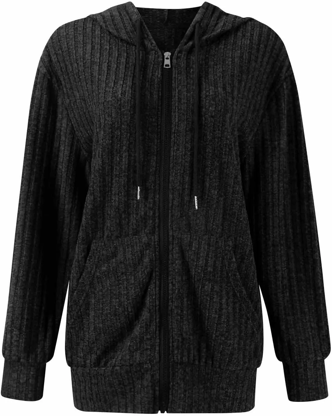 Womens Full Zip Hoodie Y2K Fuzzy Lightweight Oversized Sweatshirt Drawstring Open Cardigan Jacket Fall Winter Outfits