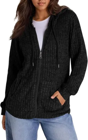 Womens Full Zip Hoodie Y2K Fuzzy Lightweight Oversized Sweatshirt Drawstring Open Cardigan Jacket Fall Winter Outfits
