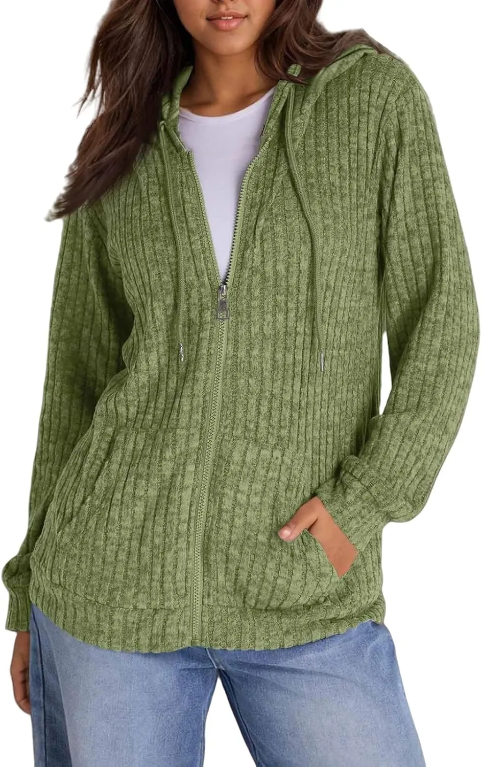 Womens Full Zip Hoodie Y2K Fuzzy Lightweight Oversized Sweatshirt Drawstring Open Cardigan Jacket Fall Winter Outfits