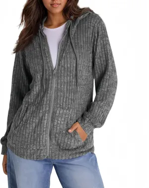 Womens Full Zip Hoodie Y2K Fuzzy Lightweight Oversized Sweatshirt Drawstring Open Cardigan Jacket Fall Winter Outfits