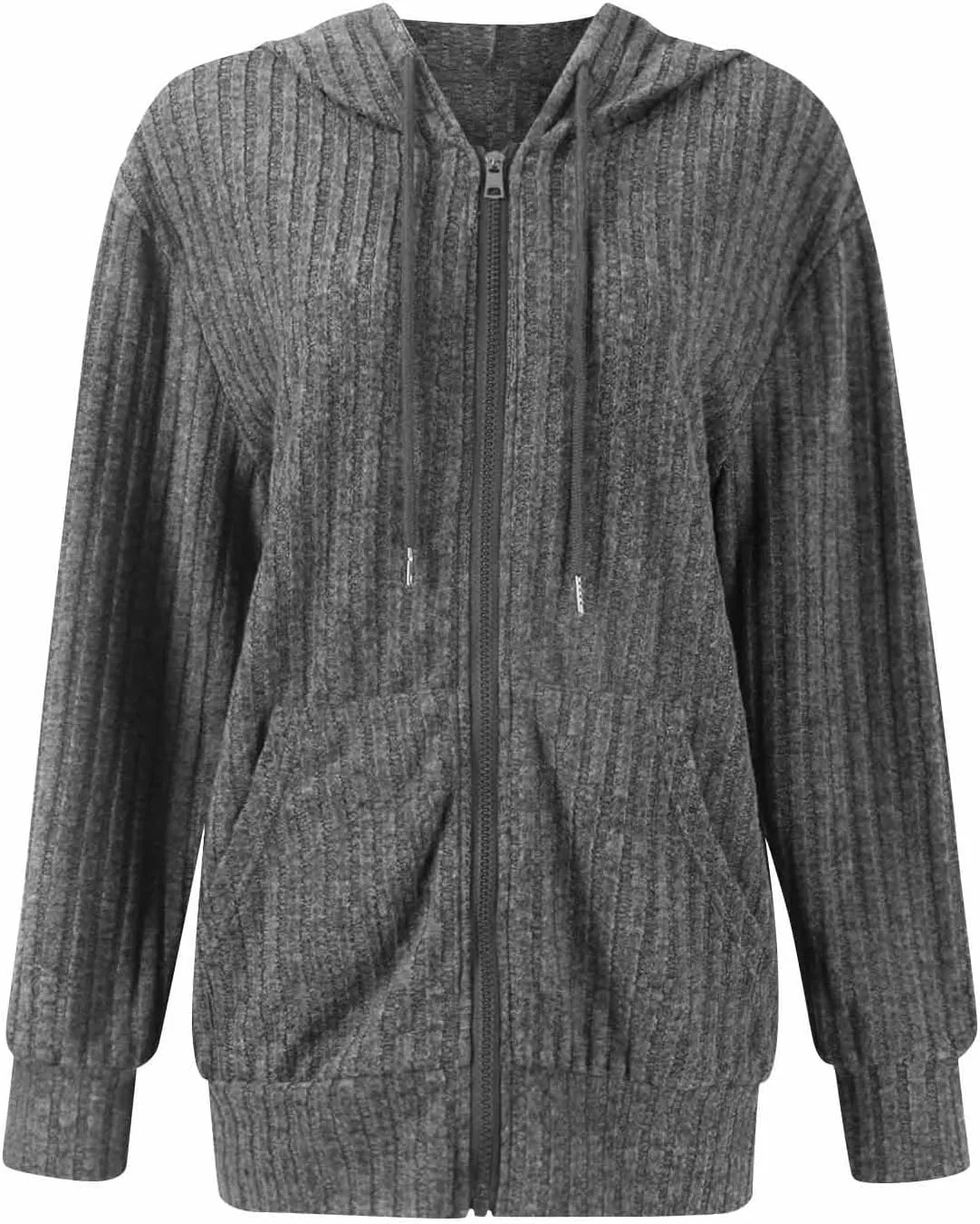 Womens Full Zip Hoodie Y2K Fuzzy Lightweight Oversized Sweatshirt Drawstring Open Cardigan Jacket Fall Winter Outfits