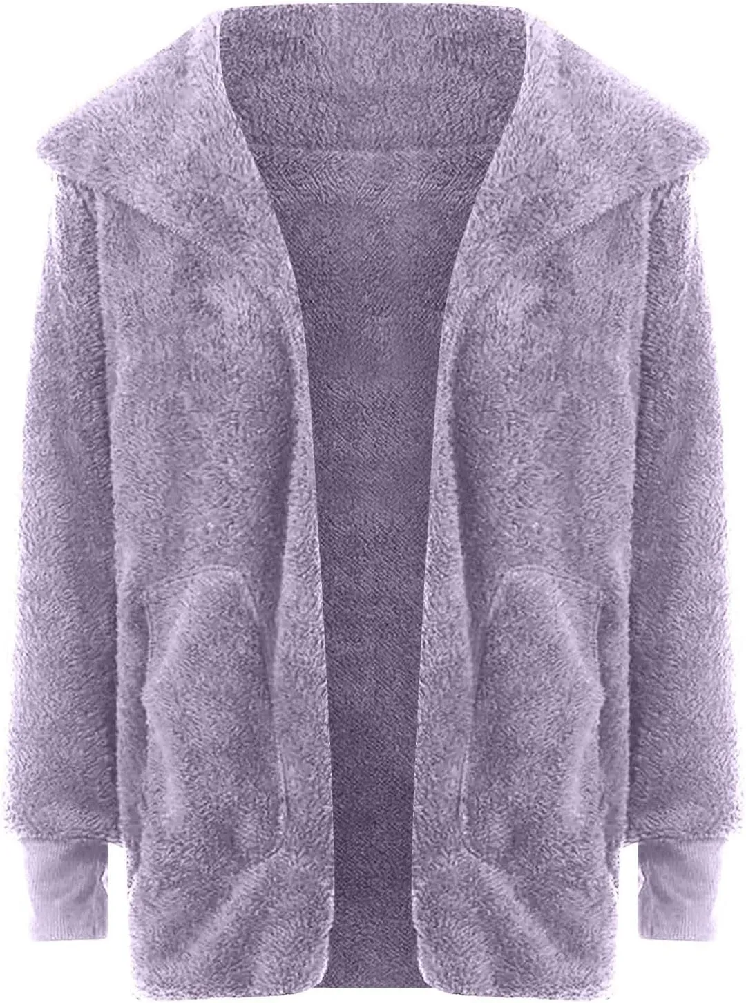 Womens Fuzzy Fleece Cardigan Coat Casual Oversized Open Front Sherpa Hooded Jackets Warm Winter Fluffy Outerwear