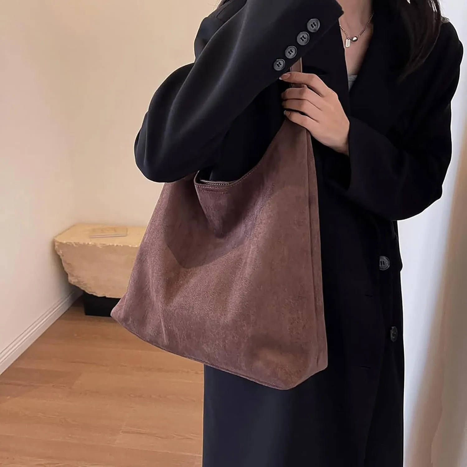 Womens Handbags Retro Suede Fashion Tote Bag Purse Fashion Top Handle Satchel Crossbody Shoulder Bags for Ladies