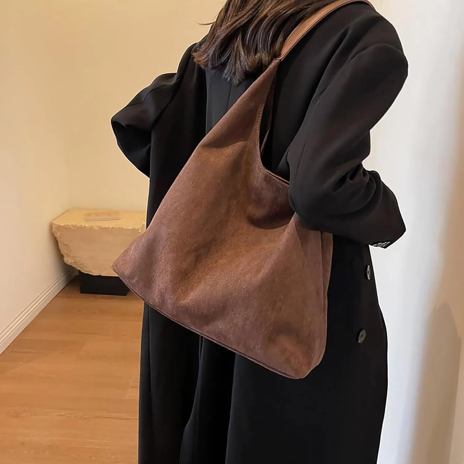 Womens Handbags Retro Suede Fashion Tote Bag Purse Fashion Top Handle Satchel Crossbody Shoulder Bags for Ladies