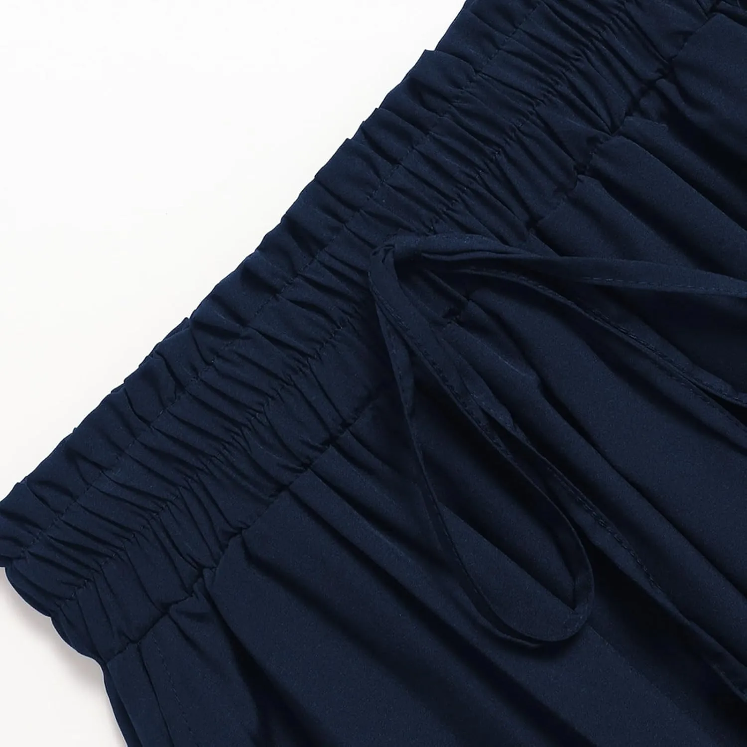 Women's Linen Skirts Knee Length Midi Skirt Summer Drawstring High Waisted Boho Skirt Smocked Aline with Pockets