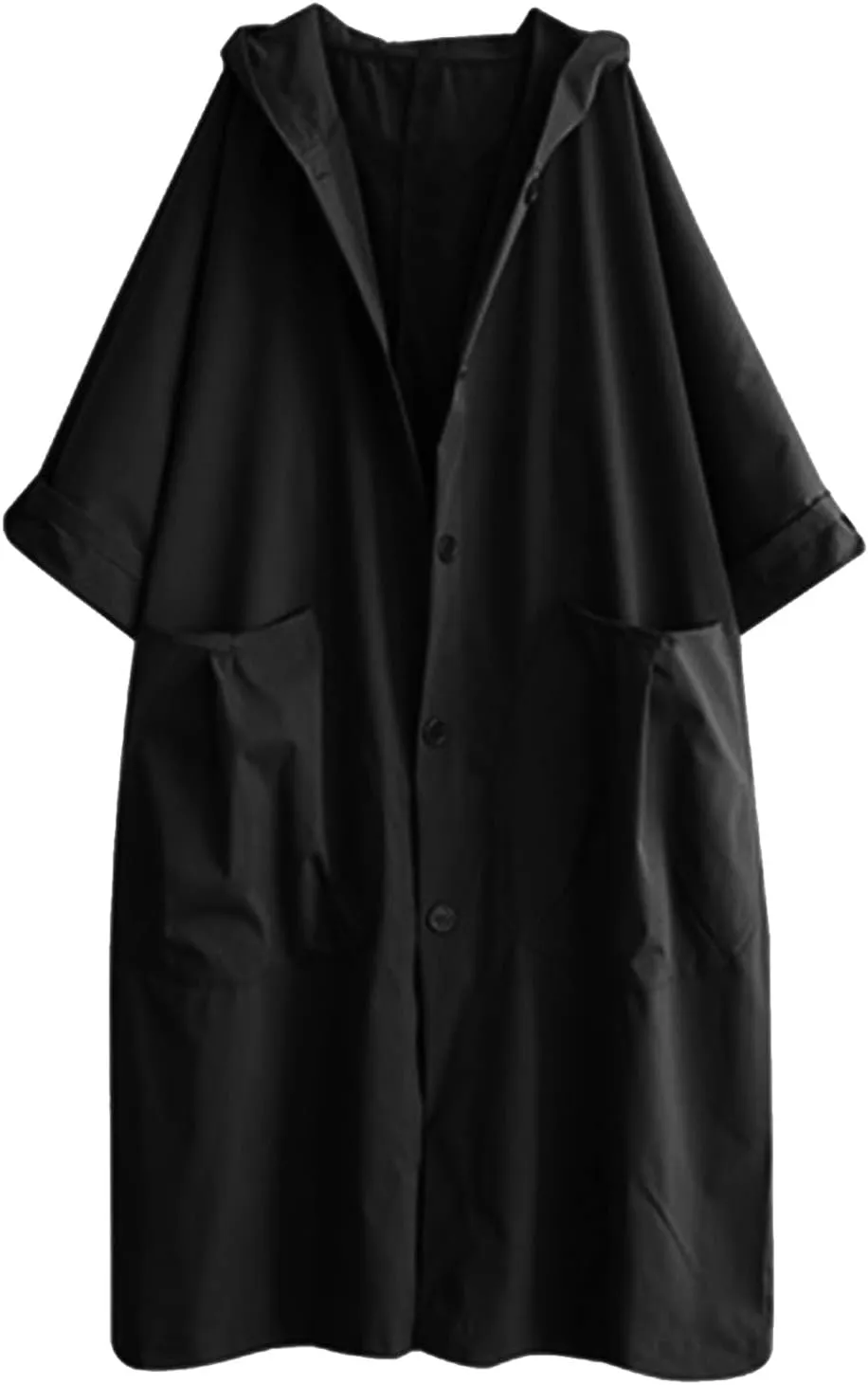 Womens Long Breasted Trench Coat Midi Length Overcoat Jacket Women Anorak