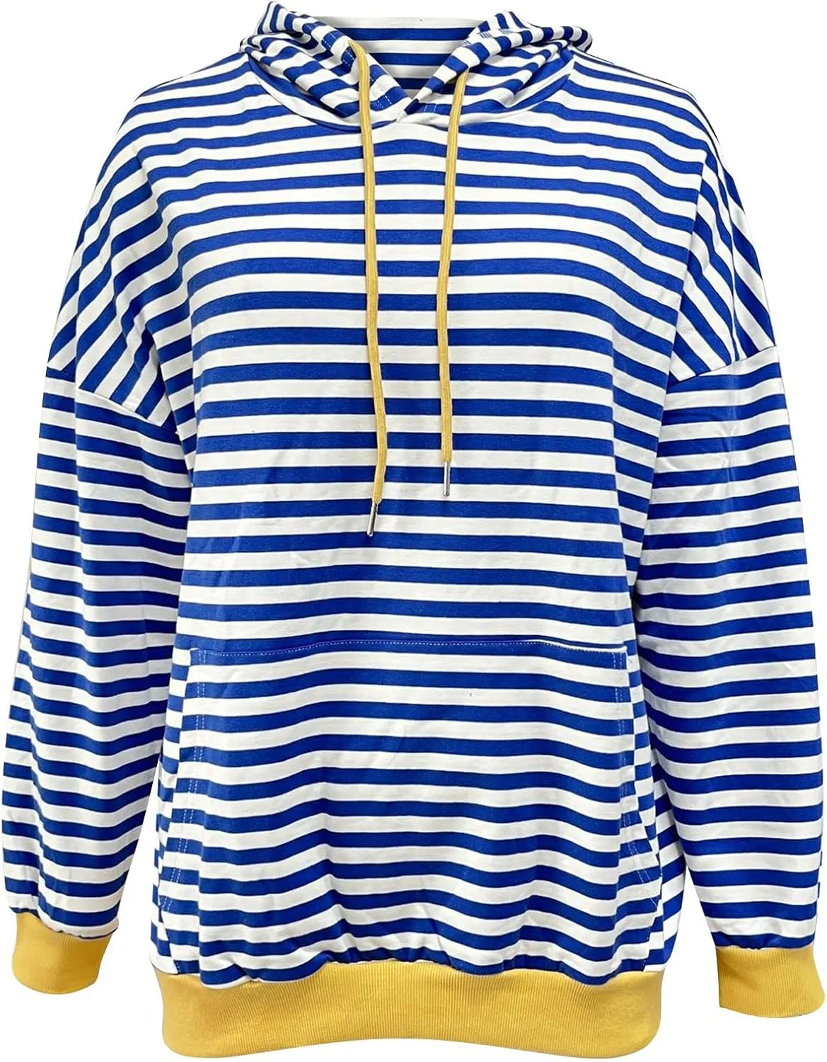 Womens Loose Striped Pullovers 2024 Fall Trendy Oversized Long Sleeve Hooded Sports Sweatshirt Casual Workout Hoodie