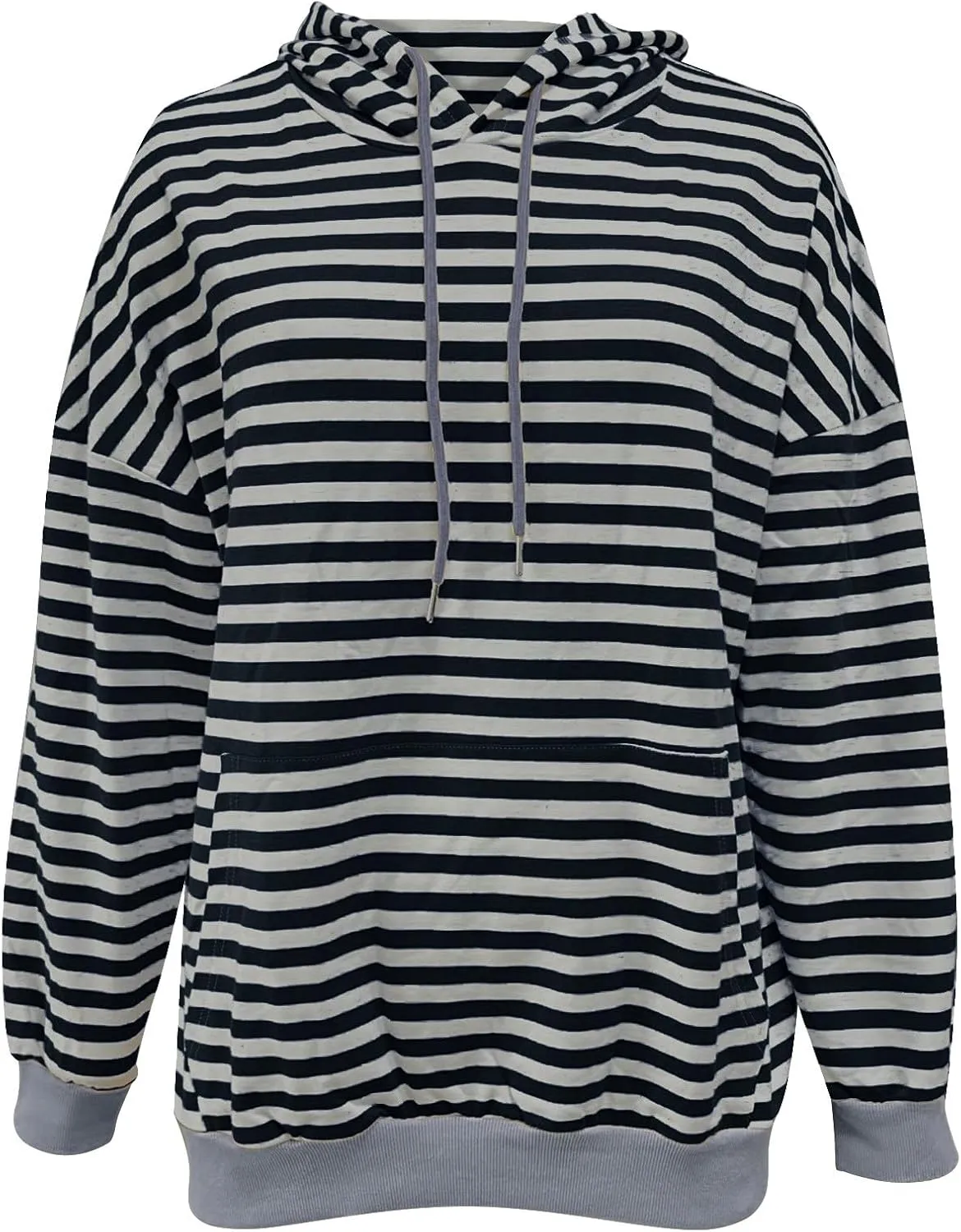 Womens Loose Striped Pullovers 2024 Fall Trendy Oversized Long Sleeve Hooded Sports Sweatshirt Casual Workout Hoodie