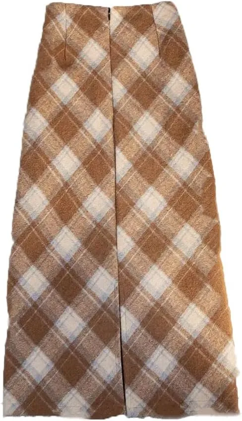 Womens Midi Skirts Women Vintage Plaid High Waist Elegant Skirts