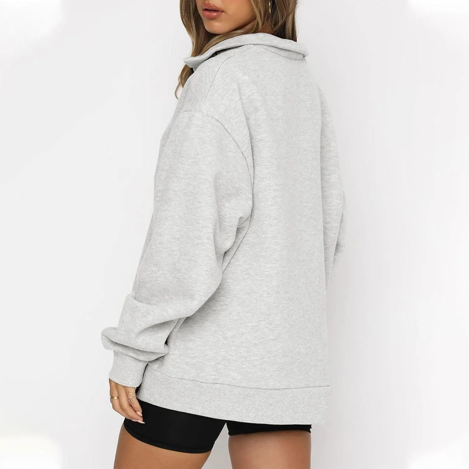 Womens Oversized Sweatshirts Crewneck Quarter-zip - Fall Fashion Pullover Outfits 2024 Y2k Clothes