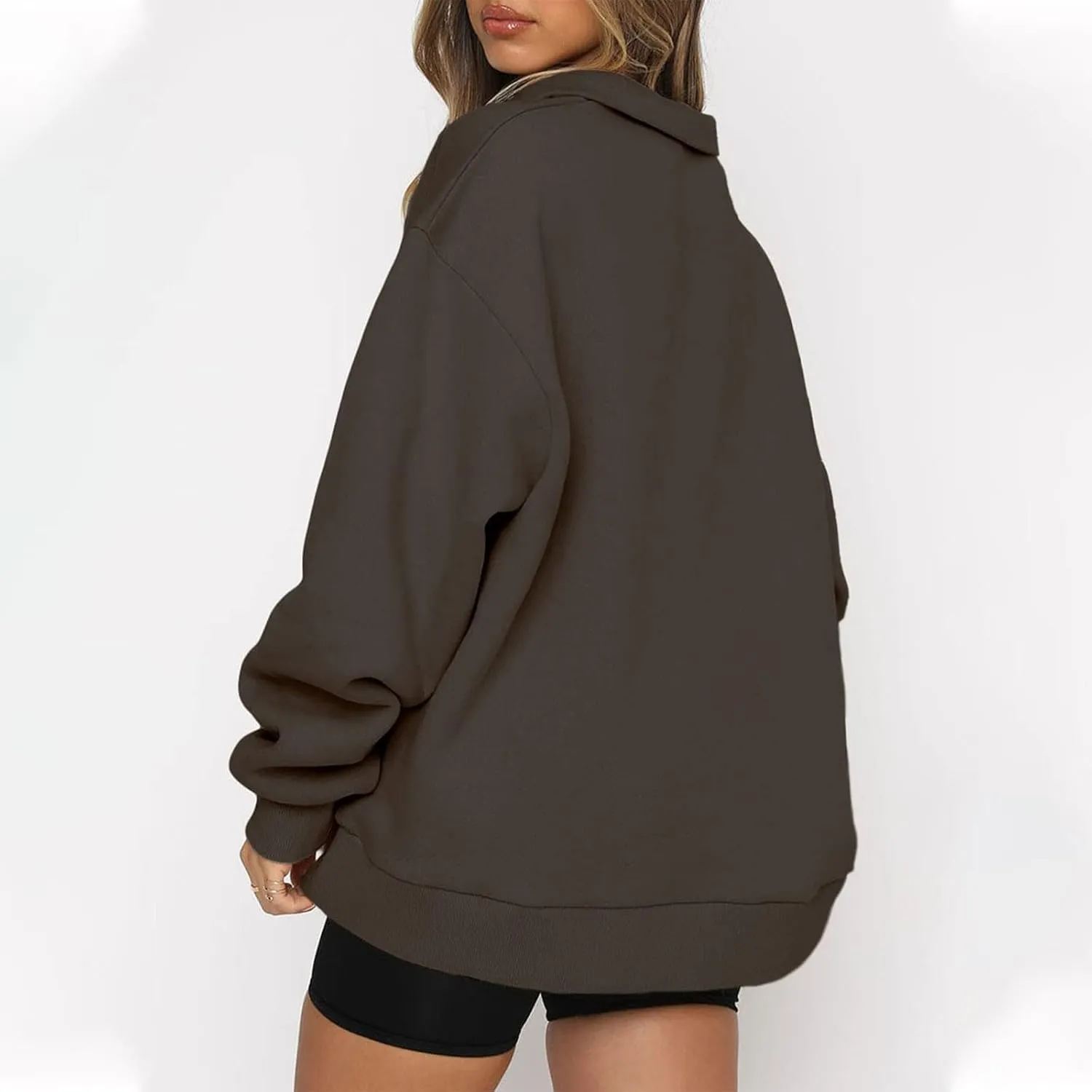 Womens Oversized Sweatshirts Crewneck Quarter-zip - Fall Fashion Pullover Outfits 2024 Y2k Clothes