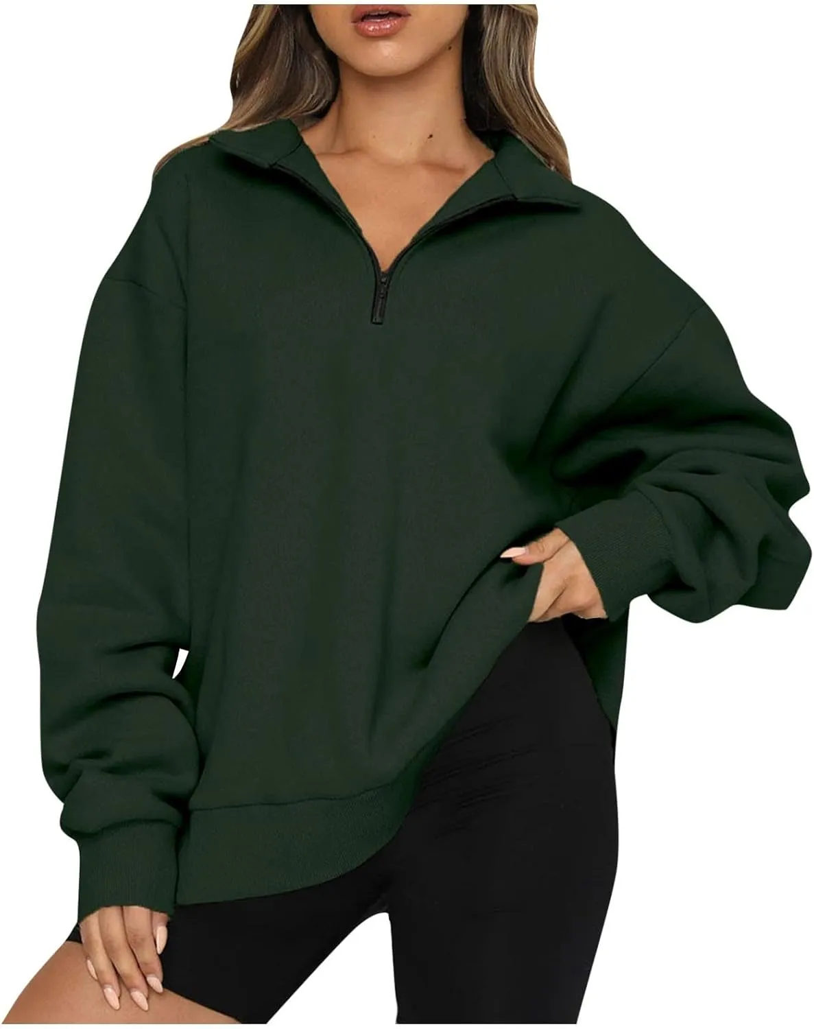Womens Oversized Sweatshirts Crewneck Quarter-zip - Fall Fashion Pullover Outfits 2024 Y2k Clothes