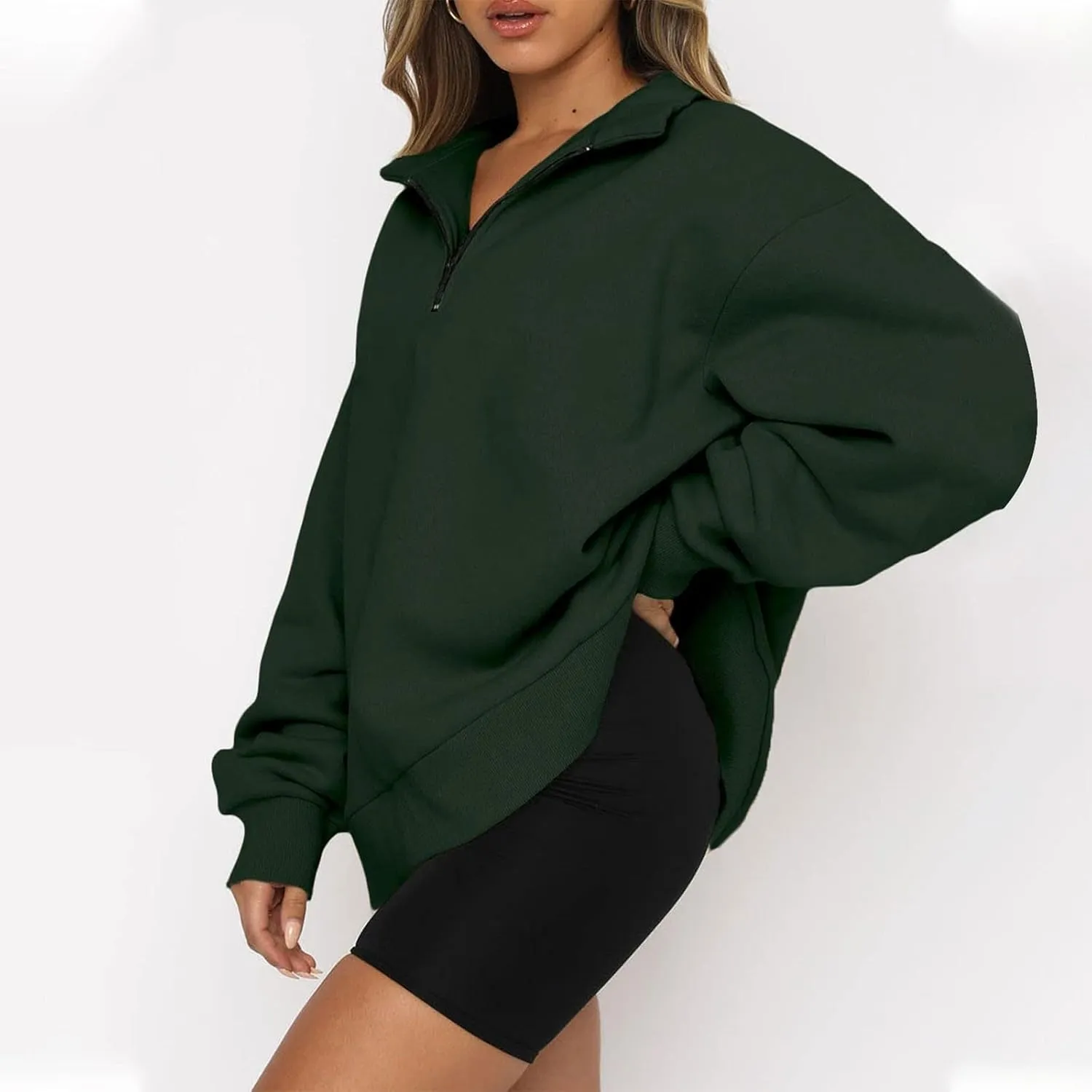 Womens Oversized Sweatshirts Crewneck Quarter-zip - Fall Fashion Pullover Outfits 2024 Y2k Clothes