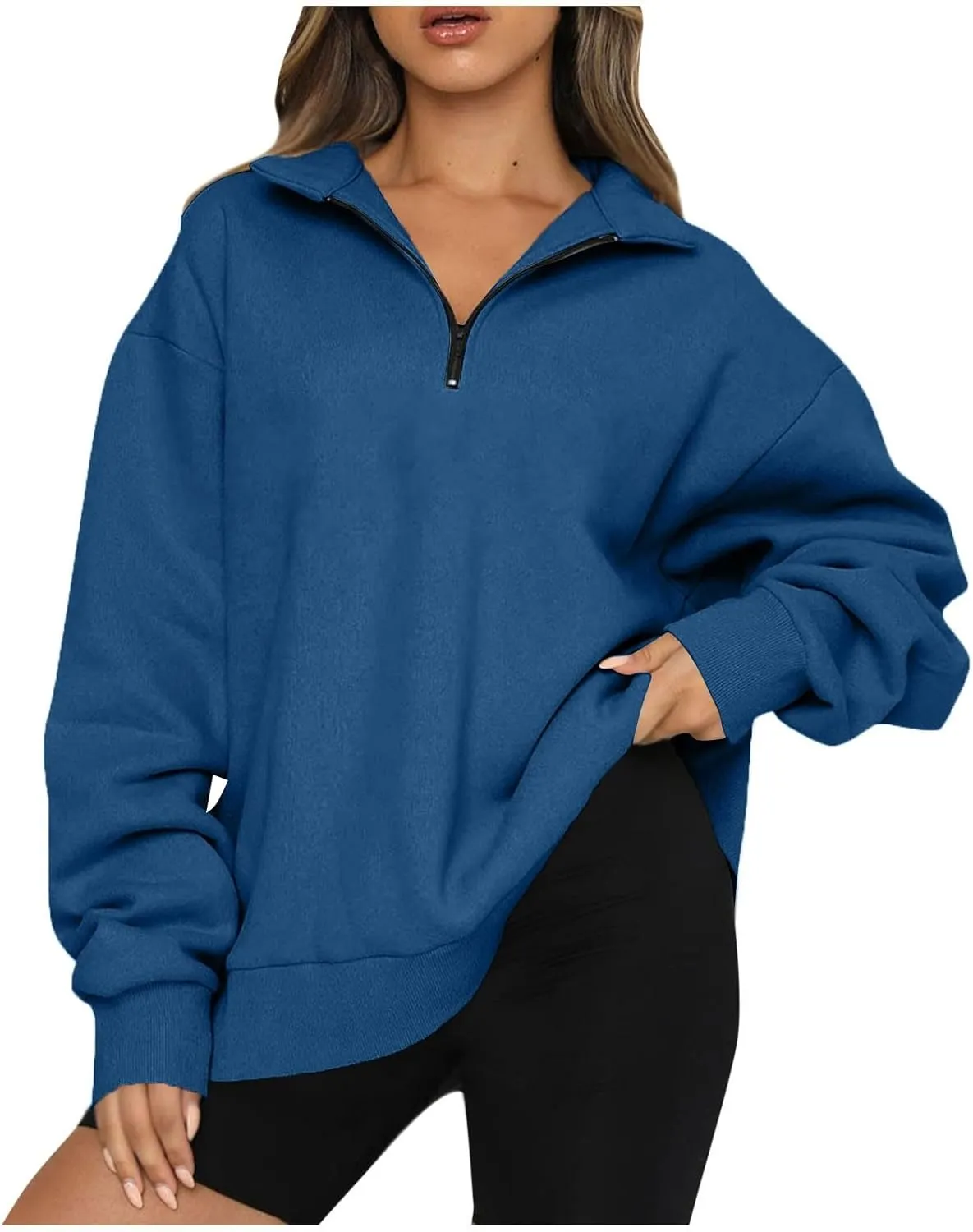 Womens Oversized Sweatshirts Crewneck Quarter-zip - Fall Fashion Pullover Outfits 2024 Y2k Clothes