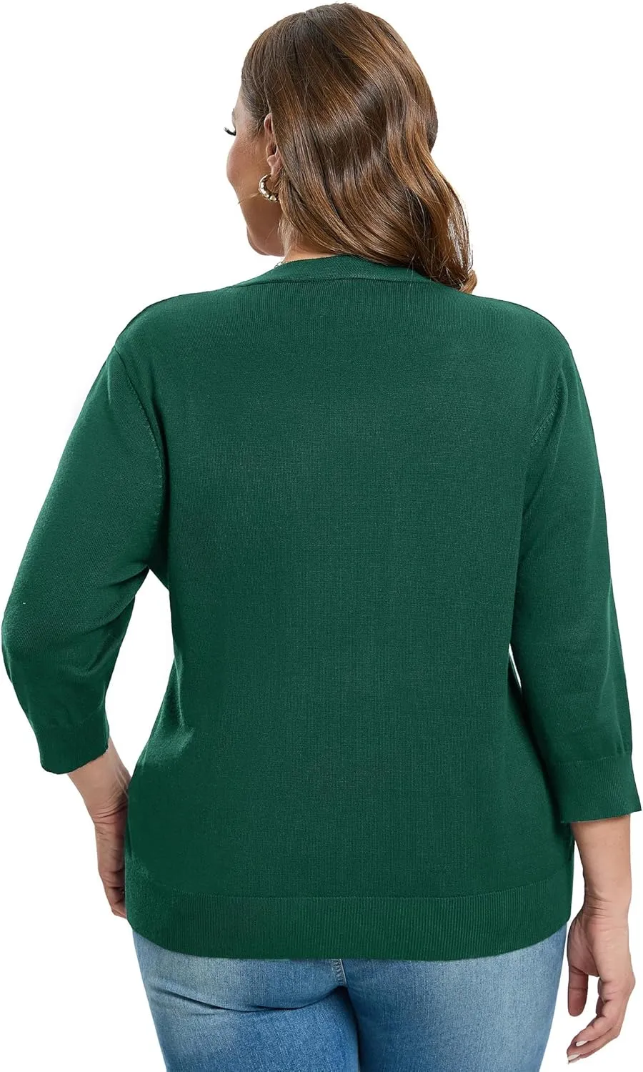 Women's Plus Size Cardigan Open Front Oversized Button Lightweight Sweaters V Neck Loose 3/4 Sleeve Cardigans Knit Outwear