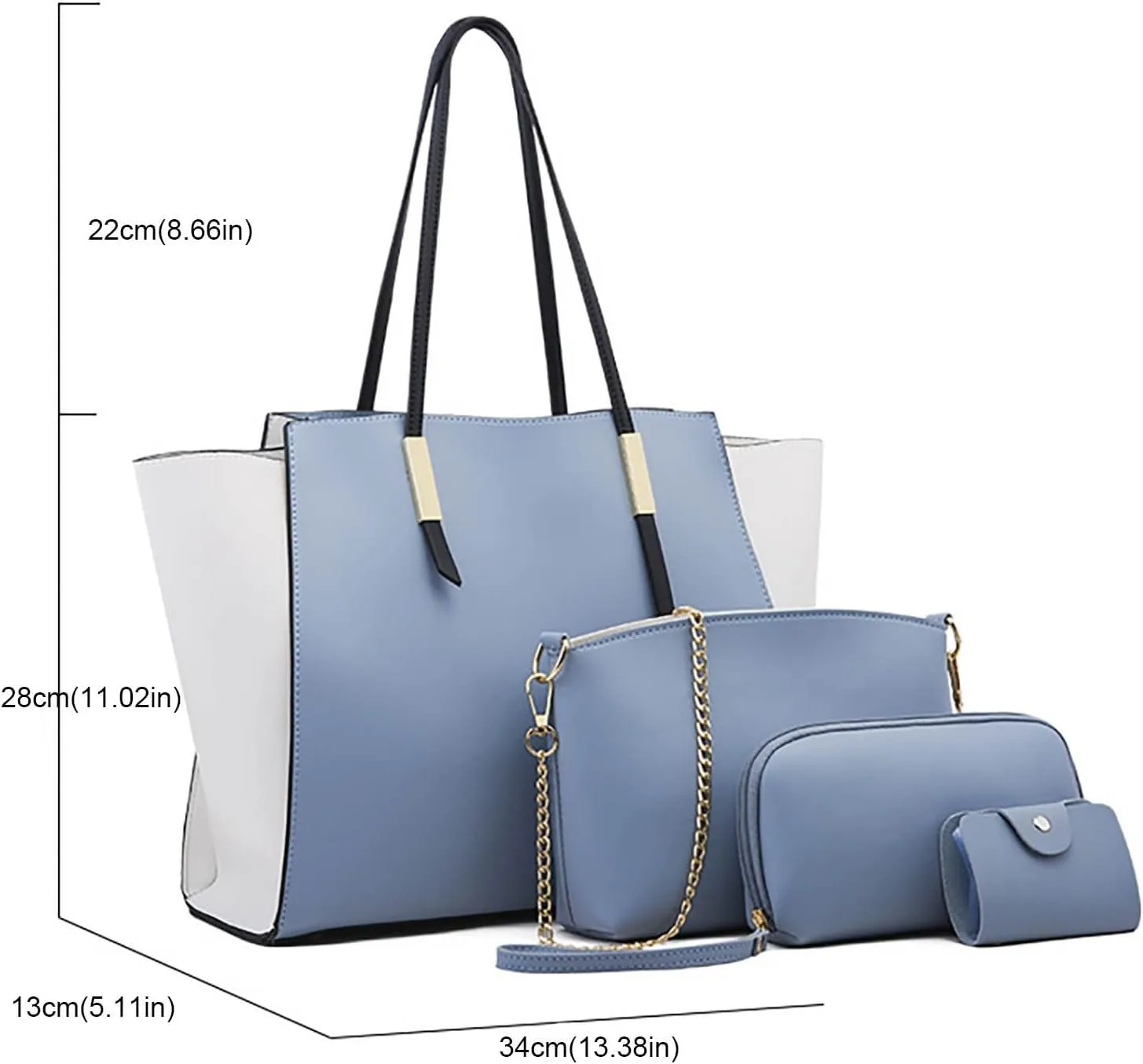 Women's Purses And Handbags Large Capacity Shoulder Bag Fashion Tote Handbag Soft Faux Pu Leather Wallet 4Pcs