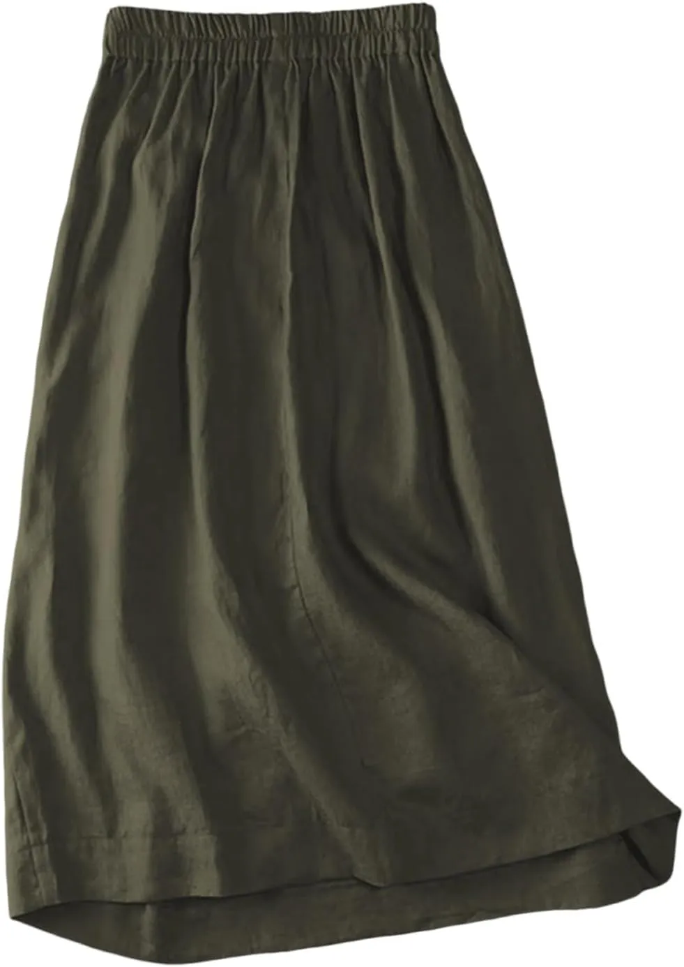 Women's Skirts Trendy Summer Casual Loose Elastic Waist Solid Sun Flowy A-Line Long Maxi Linen Skirt 2025, M-2XL