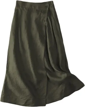 Women's Skirts Trendy Summer Casual Loose Elastic Waist Solid Sun Flowy A-Line Long Maxi Linen Skirt 2025, M-2XL