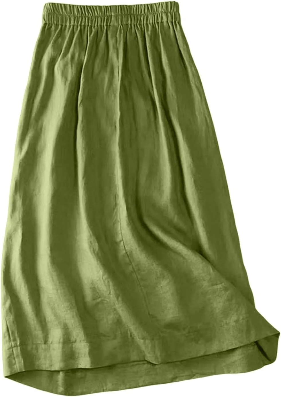 Women's Skirts Women's Summer Linen Elastic Back Buttoned Swing A Line Skirt Casual Loose Trendy Beach Solid Maxi Skirts