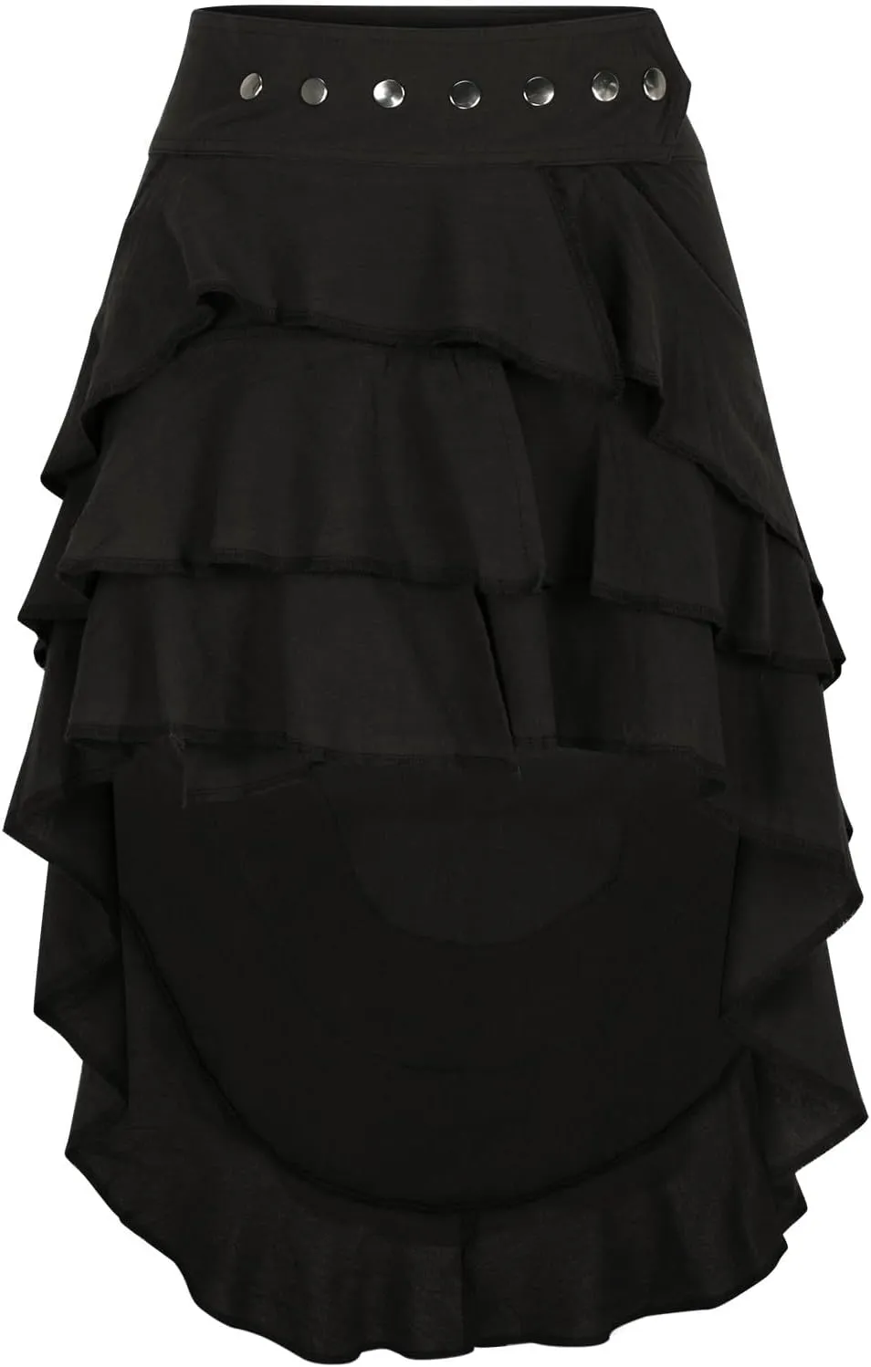 Women's Summer Beach Skirts Irregular Layered Solid Color Skirt High Waisted Flowy Solid Color Button Skirts
