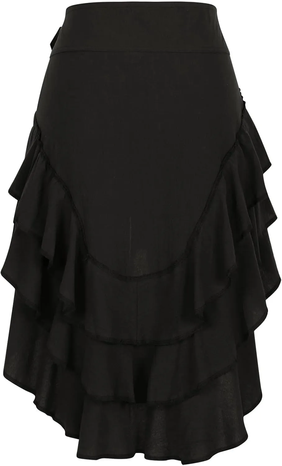 Women's Summer Beach Skirts Irregular Layered Solid Color Skirt High Waisted Flowy Solid Color Button Skirts