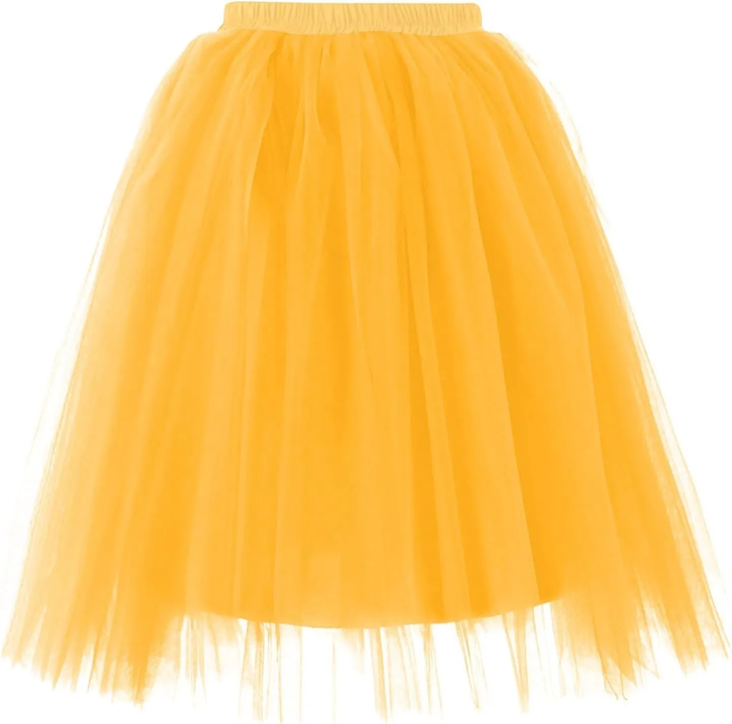 Women's Summer Casual Loose Trendy Elastic High Waist Solid Color Fluffy Mesh Party Flowy A-Line Latin Skirts 2025, M-XL
