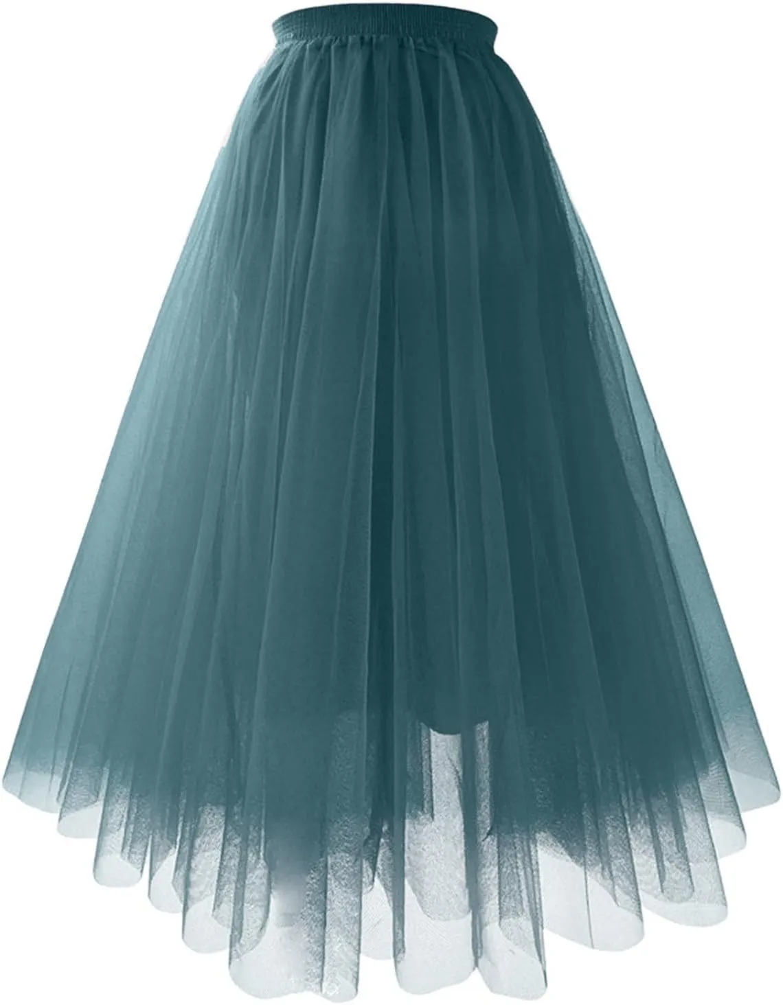 Women's Summer Casual Loose Trendy Elastic High Waist Solid Color Long Maxi Party Dance Fluffy Mesh Tulle Skirts 2025