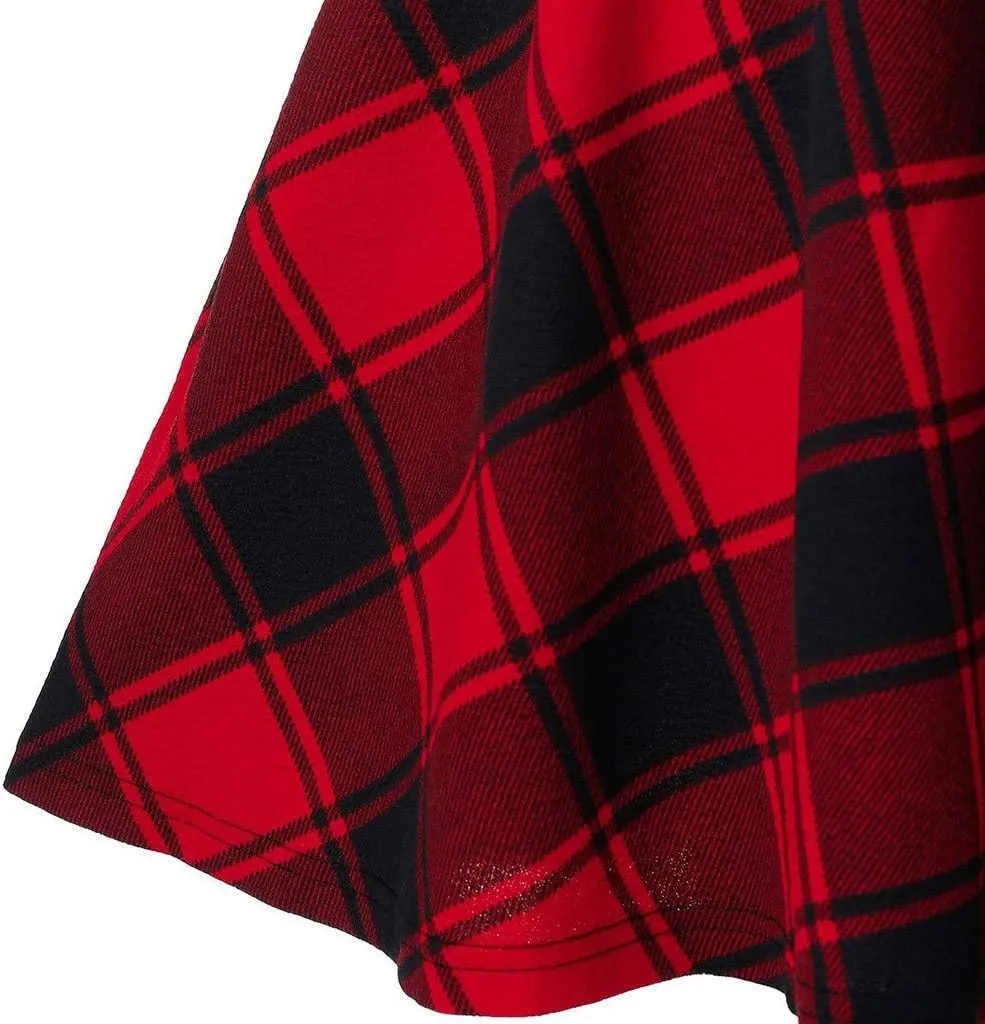 Women's Summer Dresses 2025 Casual Loose Trendy Elastic High Waist Plaid Printed Pleated Sun Beach Skirts, S-2XL