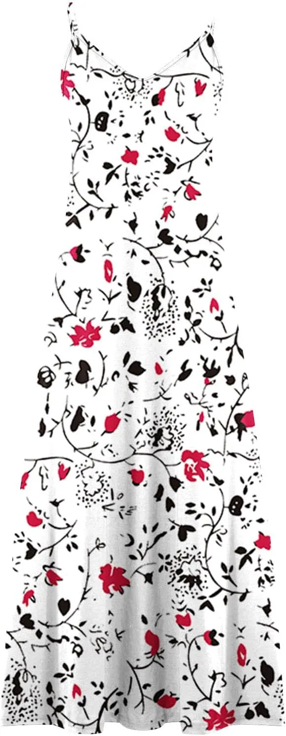 Womens Summer Dresses Boho Floral Graphic Print Maxi Dresses Loose Vintage Casual Fashion Sundresses
