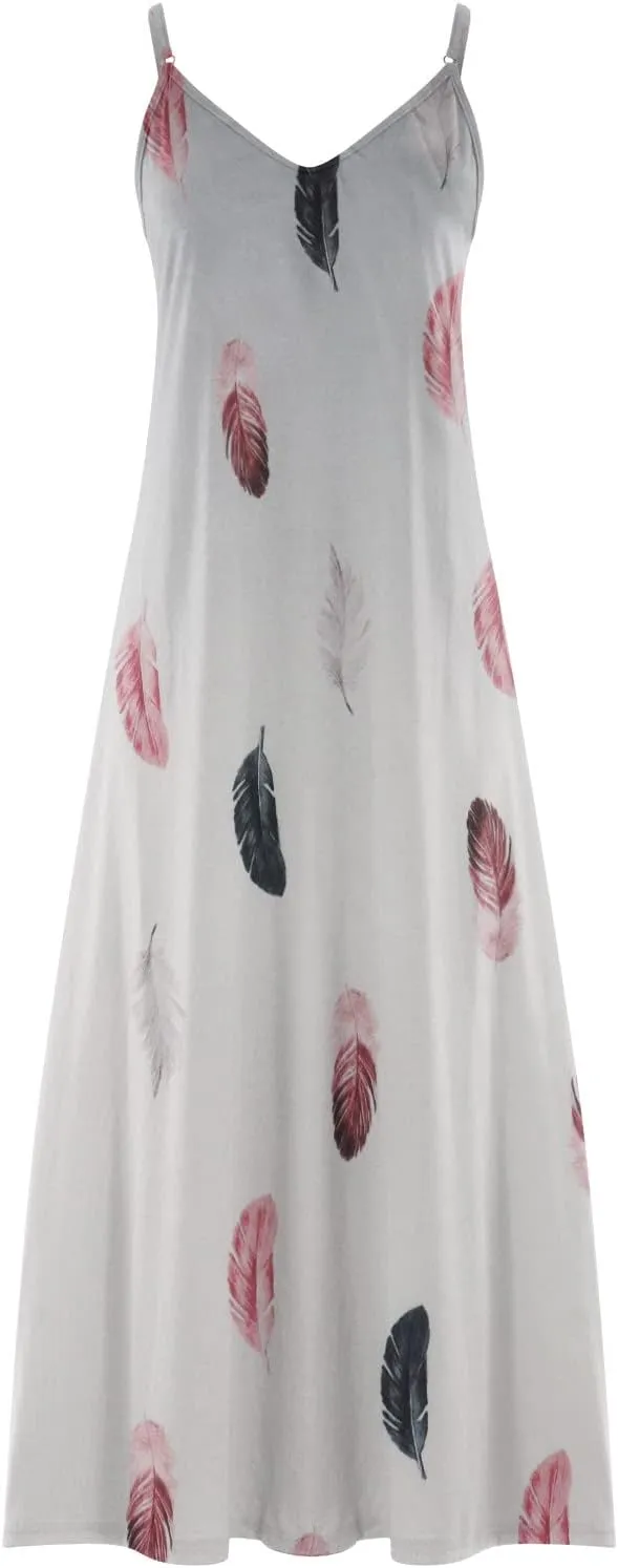 Womens Summer Dresses Boho Floral Graphic Print Maxi Dresses Loose Vintage Casual Fashion Sundresses