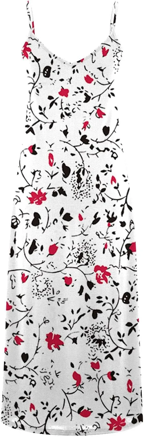 Womens Summer Dresses Boho Floral Graphic Print Maxi Dresses Loose Vintage Casual Fashion Sundresses