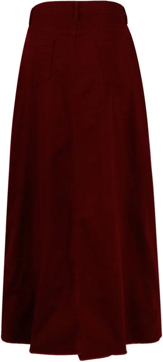 Women's Summer Skirts 2025 Casual Loose Trendy Elastic Waist Solid Color Sun Beach Long Maxi Denim Skirt, S-XL