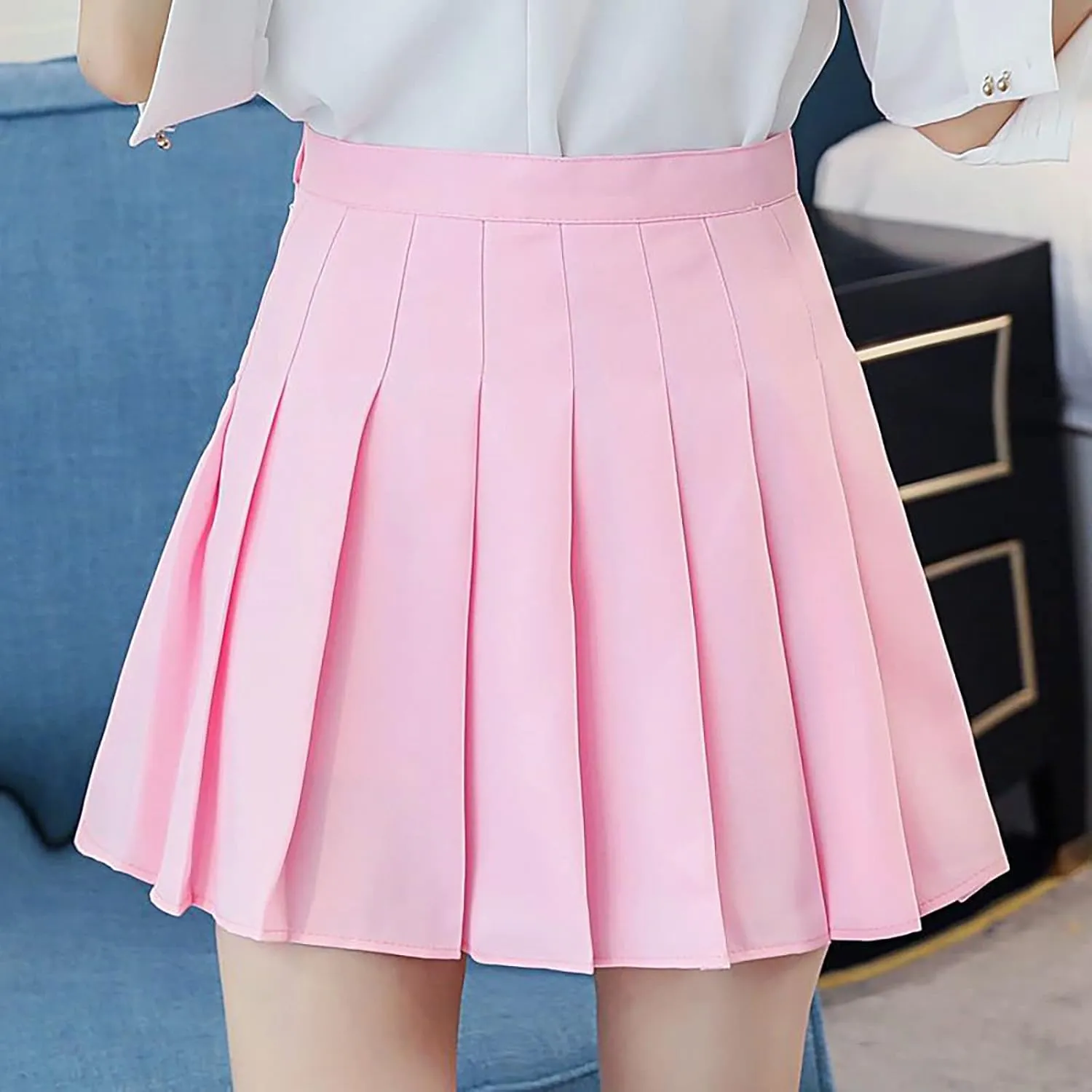 Women's Sundresses 2025 Summer Casual Loose Trendy Elastic High Waist Solid Color Pleated Sun Beach Mini Skirts, XS-3XL