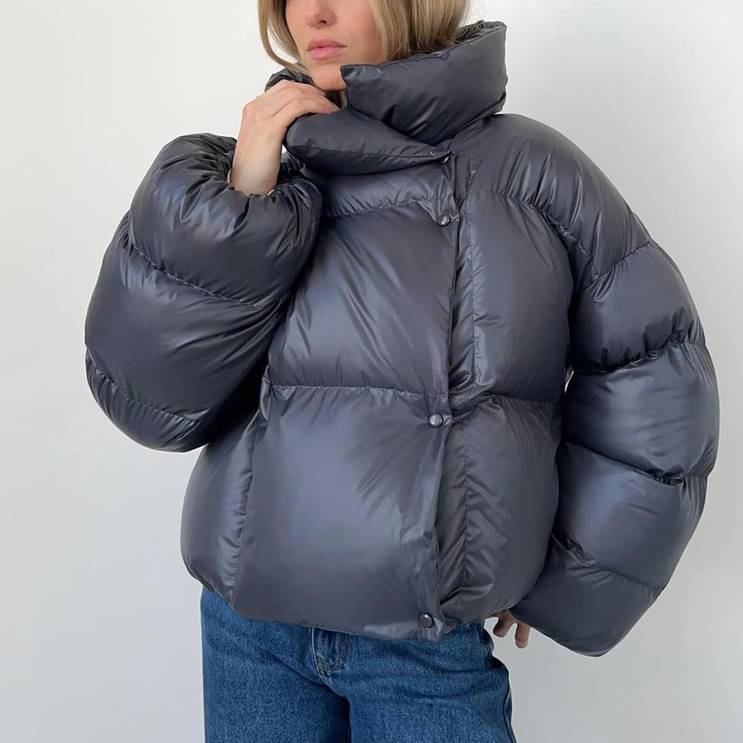 Women's Winter Jacket Cotton-padded Short Fashion Hooded Coat Solid Long Sleeve Warm Comfortable Women Parkas