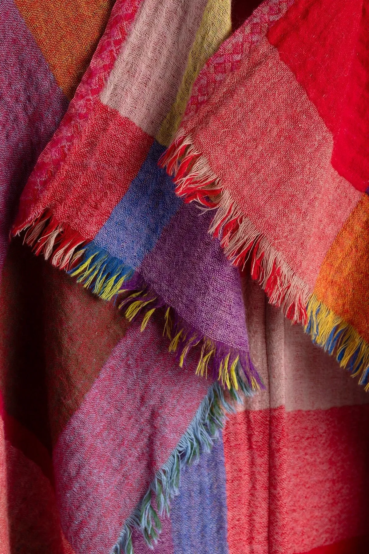 Woolen Rainbow Color Grid Cocoon