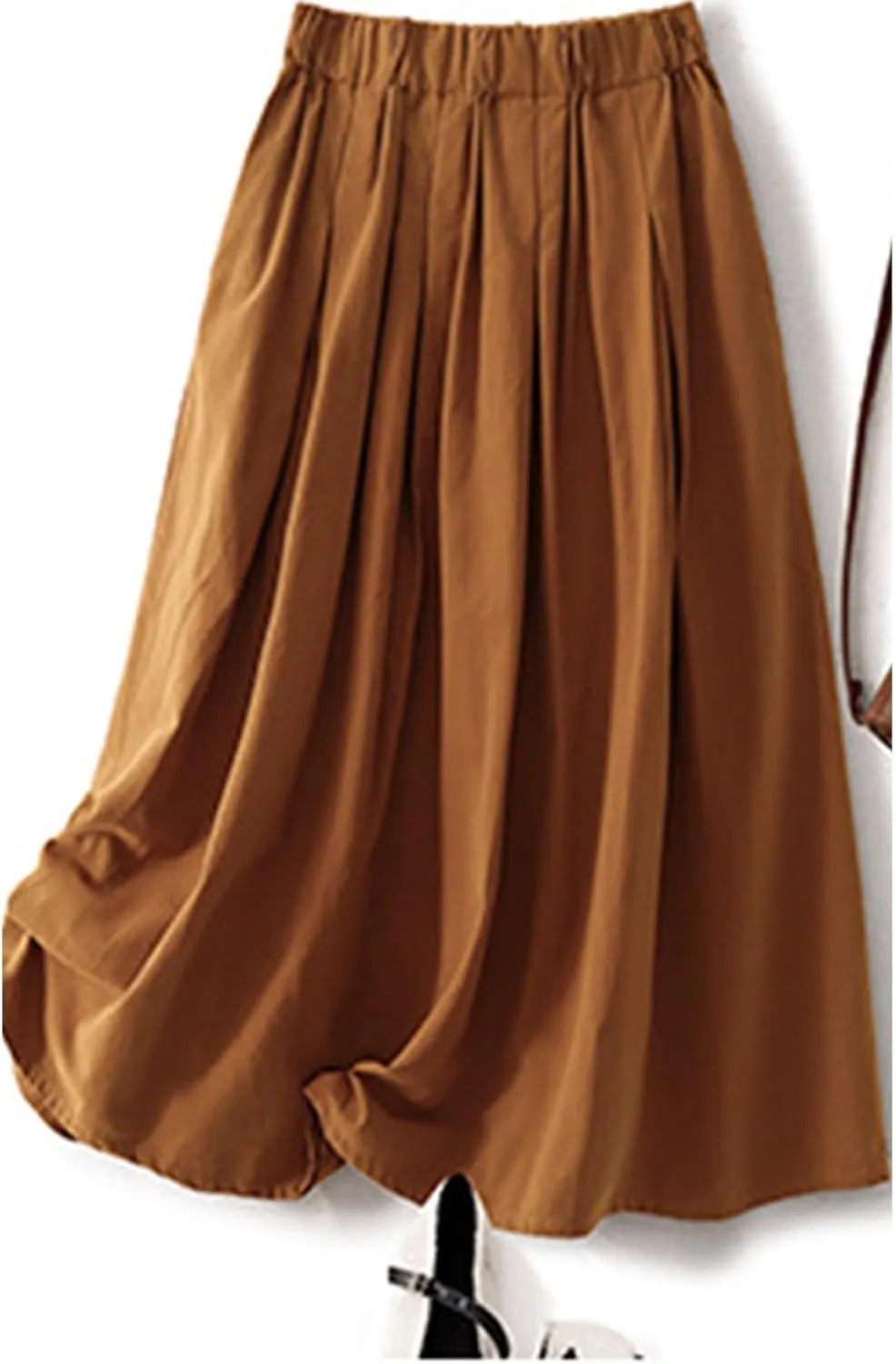 Wrap Skirts for Women Flowy Elastic High Waist Skirt Pleated A-Line Flowy Swing Cargo Skirt Loose Plus Size Skirt