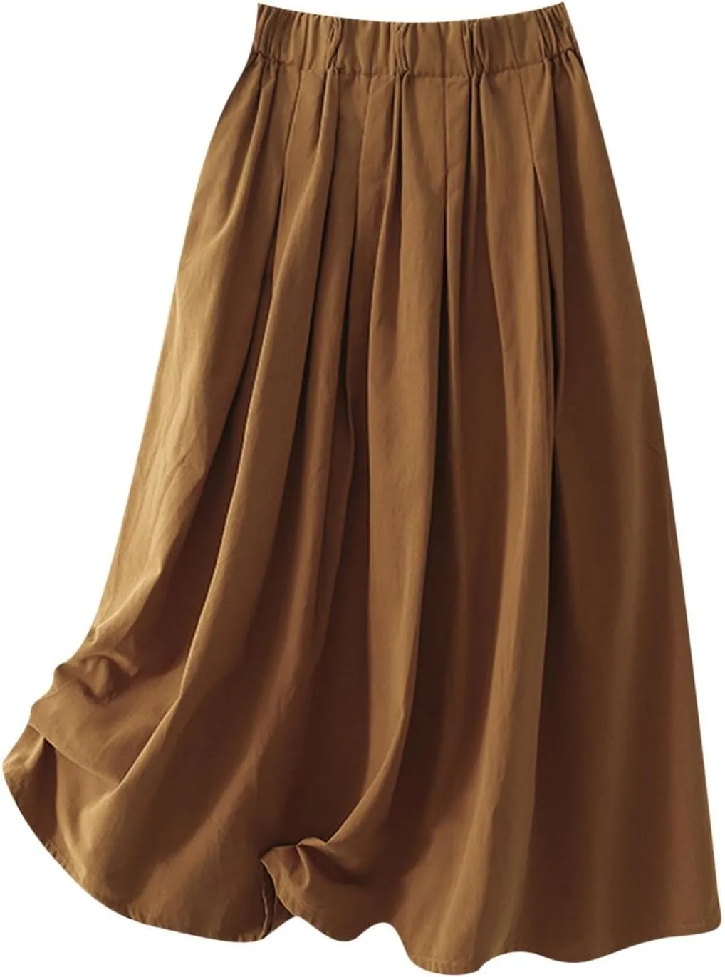 Wrap Skirts for Women Flowy Elastic High Waist Skirt Pleated A-Line Flowy Swing Cargo Skirt Loose Plus Size Skirt