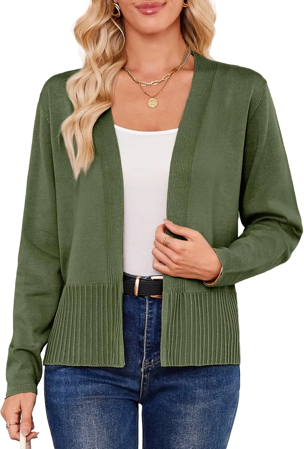 Yekaty Lightweight Cardigans for Women Summer Cropped Open Front Spring Cardigans Long Sleeve Jackets, S-2XL