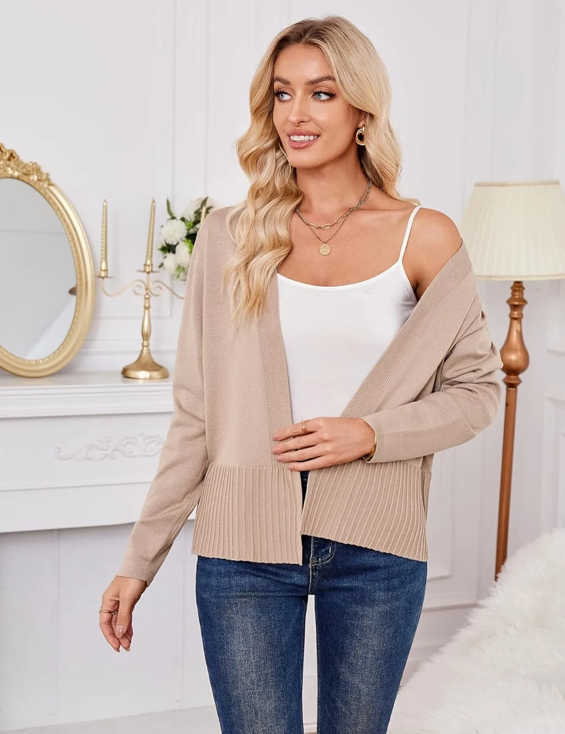 Yekaty Lightweight Cardigans for Women Summer Cropped Open Front Spring Cardigans Long Sleeve Jackets, S-2XL