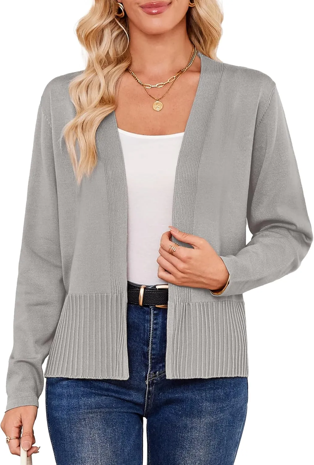 Yekaty Lightweight Cardigans for Women Summer Cropped Open Front Spring Cardigans Long Sleeve Jackets, S-2XL