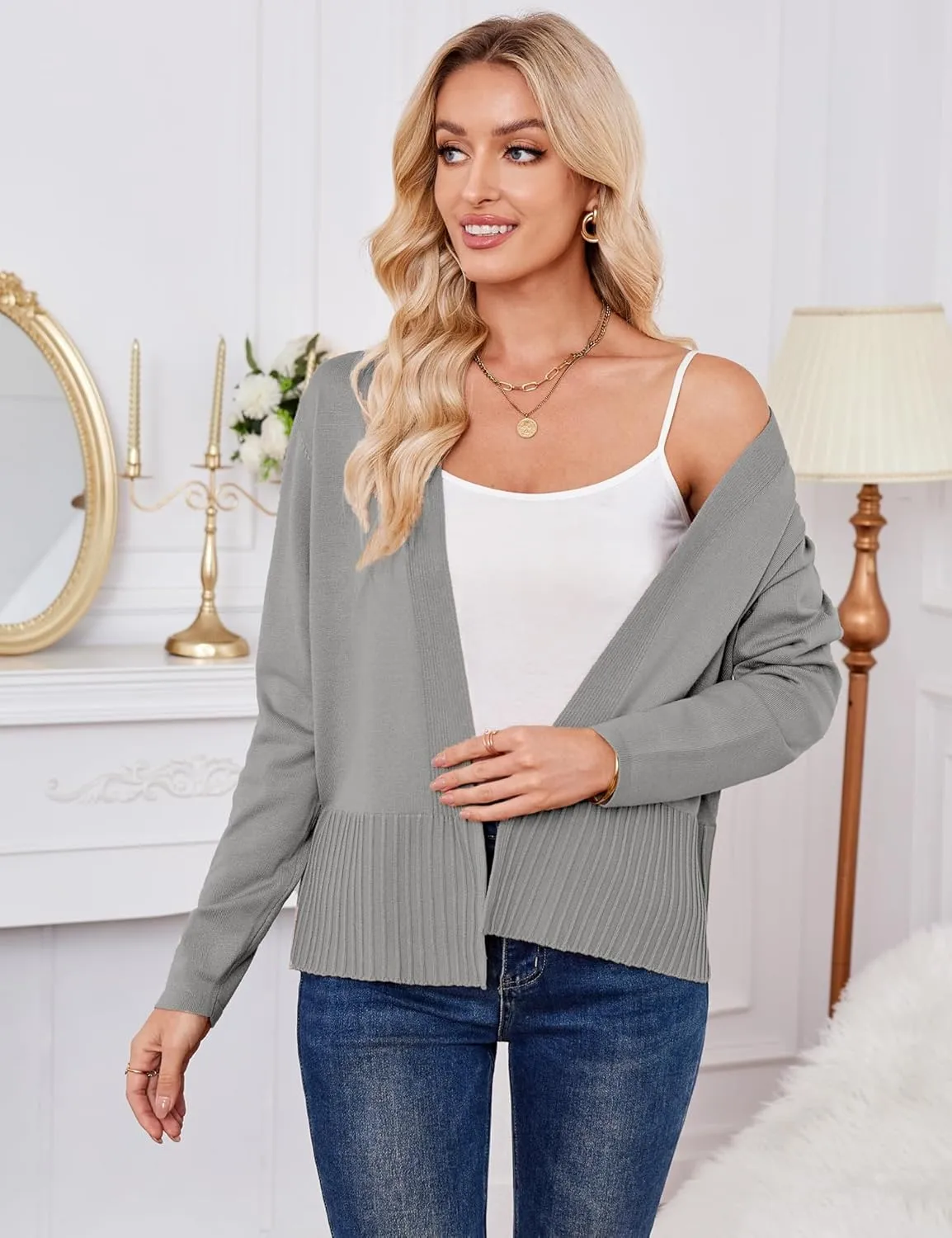 Yekaty Lightweight Cardigans for Women Summer Cropped Open Front Spring Cardigans Long Sleeve Jackets, S-2XL