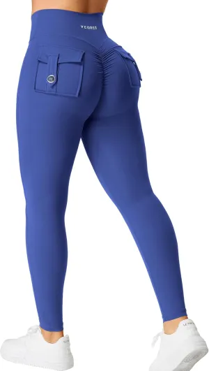 YEOREO CoreFlex Leggings with Pockets for Women Charm Scrunch Workout Leggings V Cross Waist Butt Lifting Gym Yoga Pants