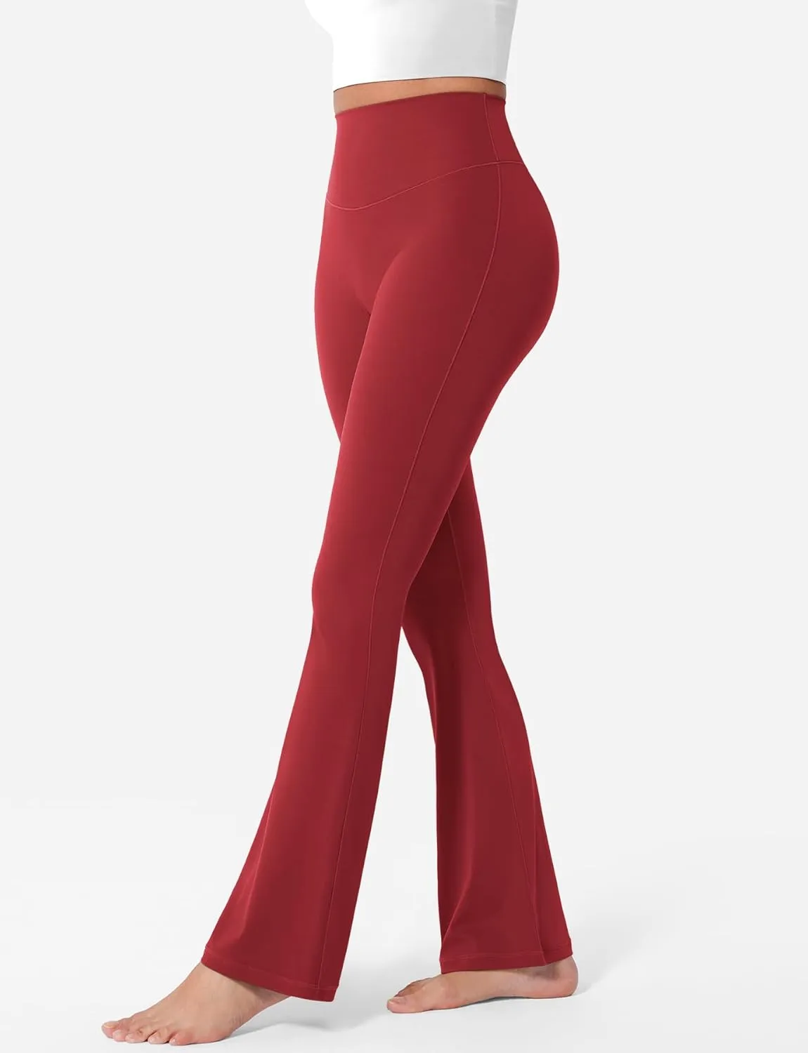 YEOREO Mini Flared Leggings for Women 30" Bessli High Waist No Front Seam Flare Yoga Pants Hidden Scrunch Workout Leggings
