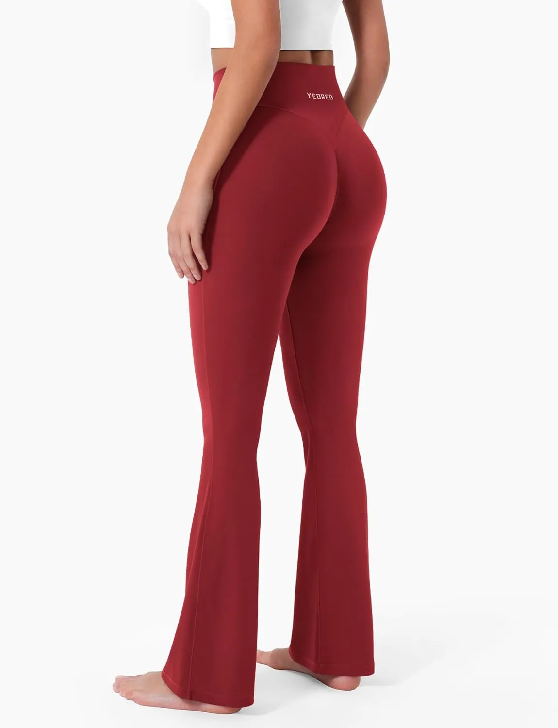 YEOREO Mini Flared Leggings for Women 30" Bessli High Waist No Front Seam Flare Yoga Pants Hidden Scrunch Workout Leggings
