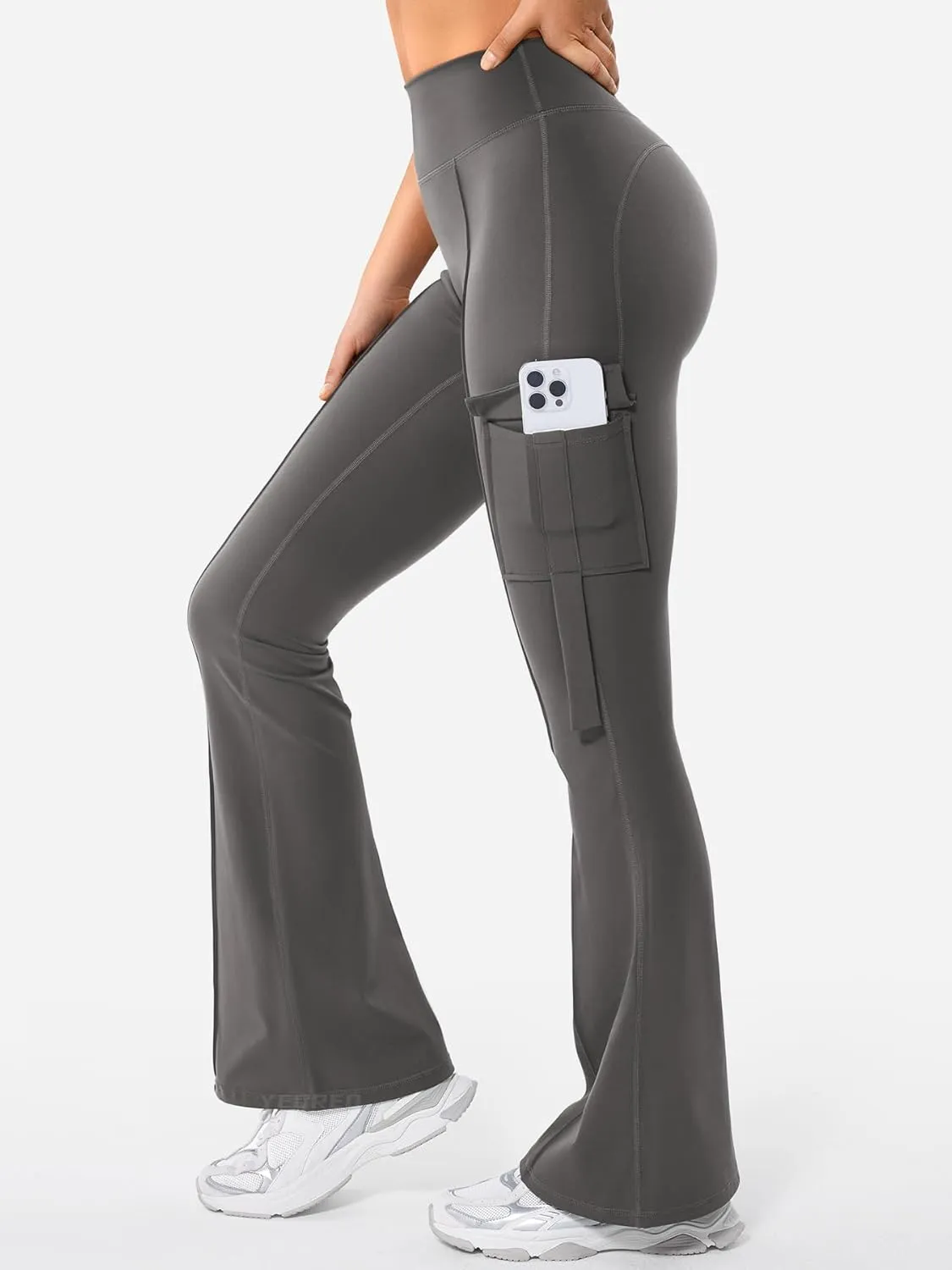 YEOREO Workout Flare Leggings with Pockets for Women Byenda Scrunch Butt Lifting Leggings Women No Front Seam Yoga Pants