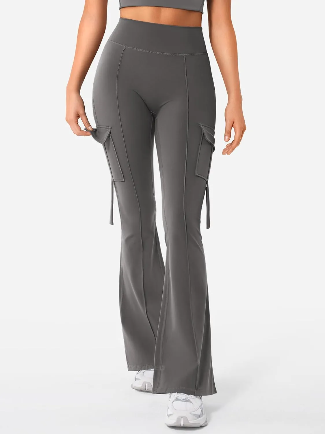 YEOREO Workout Flare Leggings with Pockets for Women Byenda Scrunch Butt Lifting Leggings Women No Front Seam Yoga Pants
