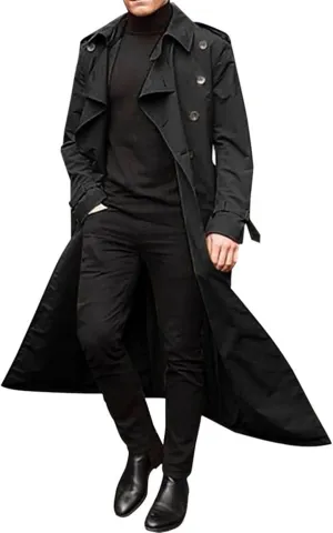 Ymosrh Mens Coats and Jackets Long-Slevee Luxury Full Length Trench Coat Long Wool Overcoat Winter Jackets for Men